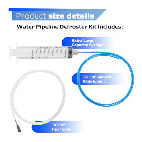 Refrigerator Cleaning Tool Kit - Frozen Water Pipe Tool 36in | for Quickly and Easily Unfreeze Your Frozen Refrigerator Water Dispenser Line In Minutes, Universal Fit All Fridge Brands