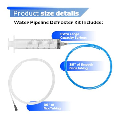 Refrigerator Cleaning Tool Kit - Frozen Water Pipe Tool 36in | for Quickly and Easily Unfreeze Your Frozen Refrigerator Water Dispenser Line In Minutes, Universal Fit All Fridge Brands