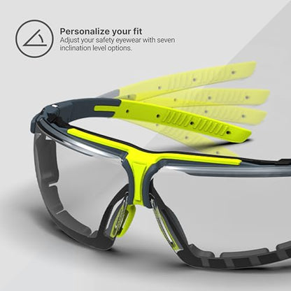 HexArmor VS300 Safety Glasses with Adjustable Side Arms Z87+ for Men and Women - color: Clear With Gasket / Anti Fog Anti Scratch