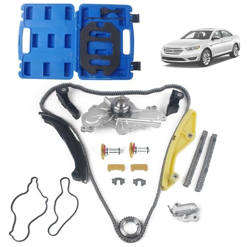 BL3Z-6268-A Timing Chain Kit with Water Pump & Tool kit Compatible with 2011-2019 Ford Explorer/Edge/Taurus/Mustang/Flex 3.5L 3.7L V6 Camshaft Holding and Timing Alignment Tools