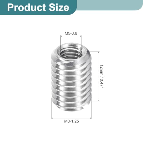 uxcell 10Pcs Threaded Inserts, M5-0.8x12 & M8-1.25x12 Stainless Steel 303 Screw Thread Sleeves Thread Repair Insert for Mechanical Equipment - size: M5-0.8x12 & M8-1.25x12mm