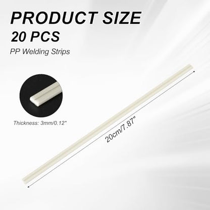 MECCANIXITY 20pcs Plastic Welding Rods, 8 Inch PP Welding Strips 1/4" for Plastic Welder Soldering Tool Kit, Car Bumpers, Kayak Repair, Yellow - size: 8 Inch x 1/4"