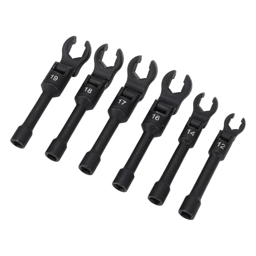 Crows Foot Wrench Set Metric Flexible Head Crowfoot Flare Nut Wrench Set for Hard to Reach Nut Removal in Automotive Repair Steel Construction with Blow Molded Case 6 Piece Kit