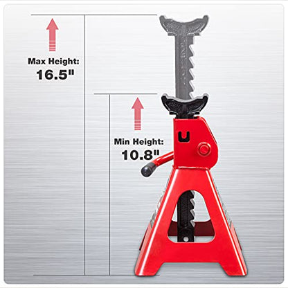 Jack Boss Jack Stands 2 Ton (4,000 LBs) Lifting Car Stand, Fit Use for Cars Automotive Small Vehicles, Red, 2 Pack - style: 2T standard