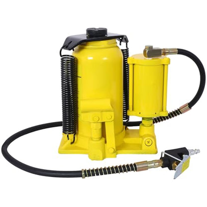 20 Ton Air Hydraulic Bottle Jack, Professional Lifting Jack for Heavy Machinery & Large Trucks, 10.2-19.7 Inch Height Range with Extendable Screw(Yellow) - color: Yellow, size: 20 Ton