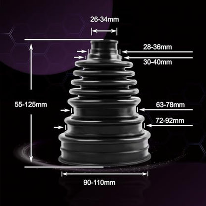 Upgrade 2PCS Universal CV Axle Boot Repair Kit, Not Split CV Boots, Fits 26mm-34mm Shafts, 4.92" (125mm) Height, Premium Silicone, Seals Out Dirt & Moisture, Includes 4 Stainless Steel Clamps - size: Kit 2