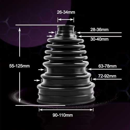 4PCS Universal CV Axle Boot Repair Kit, Not Split CV Boots, Fits 26mm-34mm Shafts, 4.92" (125mm) Height, Premium Silicone, Seals Out Dirt & Moisture, Includes 8 Stainless Steel Clamps, For Cars/Trucks - size: Kit 4