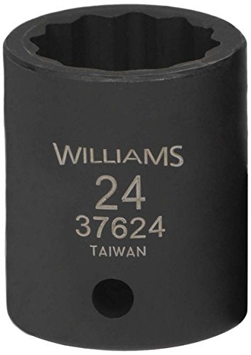 Williams 37624 1/2-Inch Drive 24mm Standard Impact Socket, 12-Point