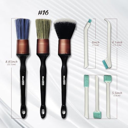 8PCS Car Detailing Brush Set, Mixed Bristles Soft Detail Brushes, Rose Gold | Boars Hair & Ultra Soft Auto Detailing Brush, No Scratch for Leather Dashboard, 5 Crevice Tools Reach AC Outlet, Wet Dry Use - color: Rose Gold 8pcs Detailing Brush Set