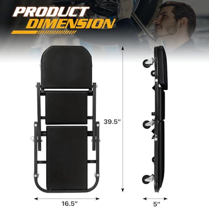 Magshion Garage Creeper Seats on Wheels, Length 40" 330 lbs Capacity 2 in 1 Folding Mechanic Creeper Garage Stool Lay Down or Sit (Black) - color: Black, size: 40"