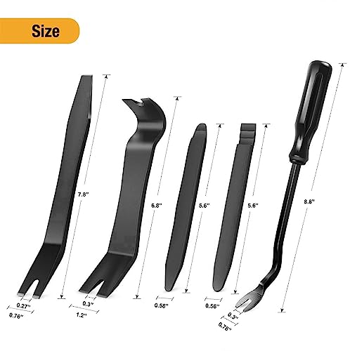 GOOACC 5 PCS Nylon Auto Trim Removal Tool Kit No-Scratch Removal Tool Kit for Car Clip Panel & Audio Dashboard Dismantle Black - color: Black, size: 5Pcs