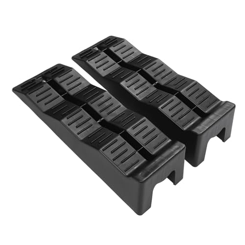 Jeffergarden RV Leveling Ramps HDPE Leveler Blocks with Wheel Chocks 11000LBS Capacity 3 Level Anti Slip Design for Campers Trailers SUVs on Uneven Ground