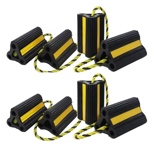 RV Wheel Chocks for Trailers Camper Trucks and Small Aircraft Wheel Chock 4Pair8Pack Wheel Chock Block with 3 Reflective Strips Versatile Heavy Duty Solid Rubber Wheel Immobilizers & Chocks - size: 6.21"4pair8pack