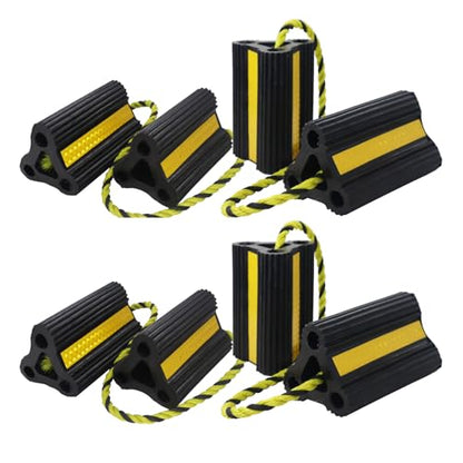 RV Wheel Chocks for Trailers Camper Trucks and Small Aircraft Wheel Chock 4Pair8Pack Wheel Chock Block with 3 Reflective Strips Versatile Heavy Duty Solid Rubber Wheel Immobilizers & Chocks - size: 6.21"4pair8pack