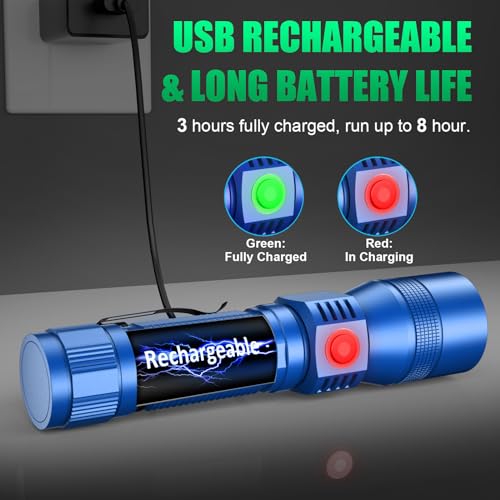 AdamStar Black Light Flashlight, 3 in-1 Rechargeable Flashlights, UV Light Magnetic LED Flashlight High Lumens, 7 Mode Camping Waterproof Flashlight for Pet Urine Detection (1pack Blue) - color: 1pack Blue