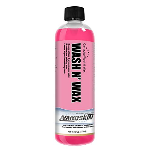 Nanoskin WASH N' WAX with Carnauba 16 Oz. - Cleans & Shines in One Step | Works with Foam Cannon, Foam Gun, Bucket Washes, Pressure Washer | Carnauba Wax Protection for Cars - size: 16 Fl Oz (Pack of 1)