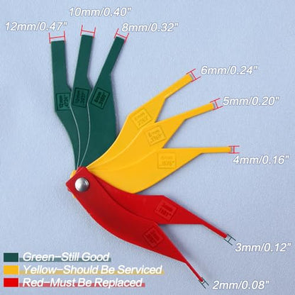 SPEEDWOX Brake Lining Thickness Gauge 8PCS SAE & Metric Automotive Brake Pad Measure Ruler Tire Tread Depth Gauge Tool Brake Lining Gauge Set Color Coded - 2mm to 12mm for Motorcycle Car Truck and Bus