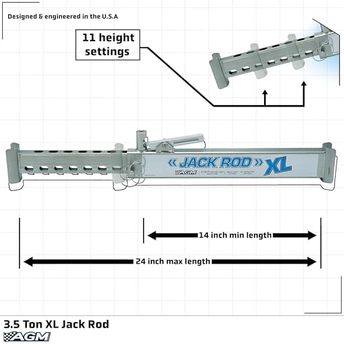AGM Jack Rod XL Support Bar – 3.5 Ton Locking Bar | Jack support bar, XL design, 24-inch travel, pickup truck and SUV compatible - size: 3.5 Ton XL