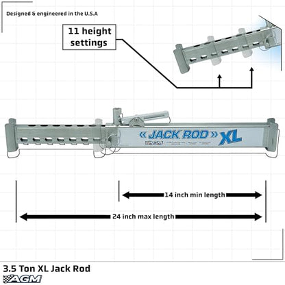 AGM Jack Rod XL Support Bar – 3.5 Ton Locking Bar | Jack support bar, XL design, 24-inch travel, pickup truck and SUV compatible - size: 3.5 Ton XL