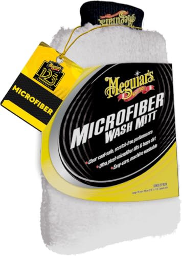 Meguiar's X3002 Microfiber Wash Mitt,Super-Thick,Reusable Wash Mitt for Ultimate Finish,Safe on Clear Coats,Leaving You with A Show Car Finish,(Pack of 6) - size: 6 Count, style: Microfiber Wash Mitt