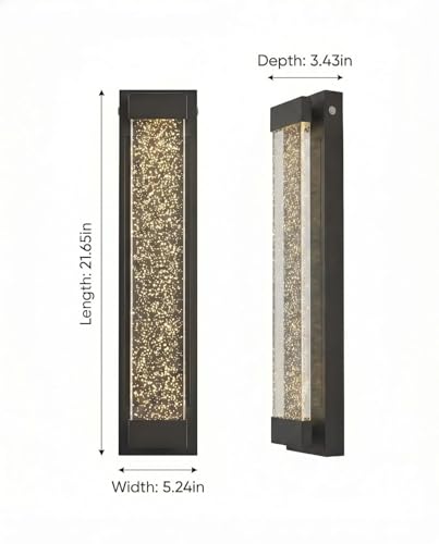 Solar Outdoor Wall Light, Dusk to Dawn LED Exterior Sconce with Bubble Acrylic Shade, Waterproof Modern Wall Lantern for Porch, Patio, Garage, Entryway