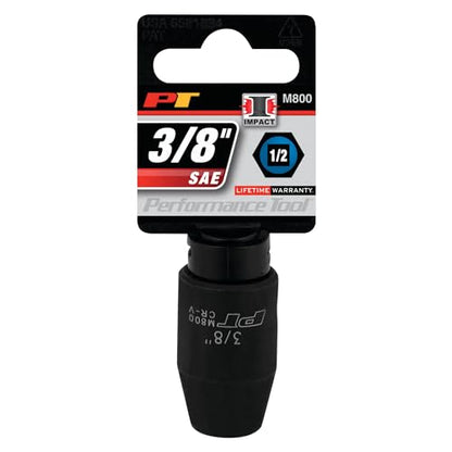 Performance Tool M800 1/2 Drive 3/8 6-Point Impact Socket - Heavy Duty Socket for Tough Jobs and High Torque Applications - size: 3/8", style: Impact