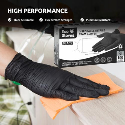Black Nitrile Disposable Exam Gloves (5 Mil) | Latex‑Free, Powder‑Free, Food Safe, Medical, Tattoo, Mechanic & Cleaning Use - size: Medium