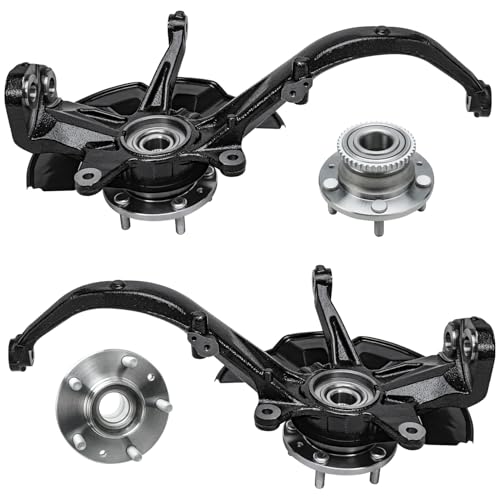 Detroit Axle - 4pc Steering Knuckles Kit for Ford Fusion Lincoln MKZ Zephyr Mercury Milan, 2 Front Steering Knuckles & Wheel Bearing Hubs 2 Rear Wheel Bearing and Hubs Replacement - size: 4UW47642/Kit