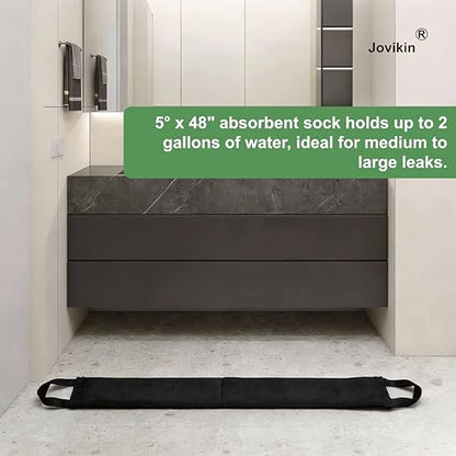 Super Absorbent Sock - 5" x 48" Water Absorbing Snake | 2 Gallon Capacity | Leak & Spill Control for Home, Basement & Industrial Spaces (Pack of 10) - size: Pack of 10