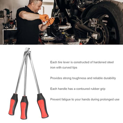 Tire Spoon Lever Set Tires Change Kit, Solid Steel Tire Changing Removal Kit with Rim Protectors for Motorcycle Dirt Bike Lawn Mower, Universal Spoon Levers Tire Lever Tool with Valve Core