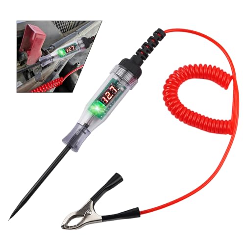 Heavy Duty 3-70V Automotive Test Light,Digital LED Relay Tester with 110 Inch Retractable Spring Wire,Multifunctional Car Circuit Tester for Testing Fuses,Voltage,Acc,Engine