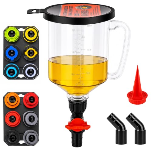 Engine Oil Funnel Kit, 18Pcs No Spill Automative Oil Change Kit with 12 Adapters, Elbow Fittings, Arrow Screen & Magnetic Trays, Coolant Funnel Set Compatible with GM, Ford, BMW, Audi
