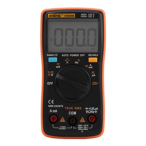 Multimeter, AN8008 True-RMS Digital AC DC Voltage Ammeter Current Ohm Meter for Resistance Testing, Diode Testing