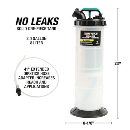 OEMTOOLS Manual Fluid Extractor Pump, 8L Oil Extractor Pump, 5ft Hose - size: 8.0 Liter