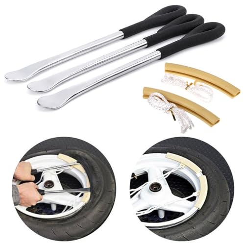 Sumnacon Tire Levers Spoon Set, Durable Heavy Duty Motorcycle Bike Car Tire Irons Tool Kit with Hanging Hole,3 Pcs Tire Changing Spoon + 2 Pcs Rim Protector
