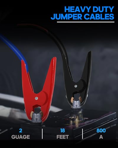 SAFEMATE 2 Gauge 18 feet Heavy Duty Jumper Cables - Automotive Booster Jumper Cables for Jump Starting Dead or Weak Batteries - size: 2 Gauge - 18 Ft