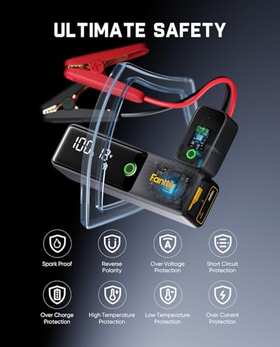 Fanttik Potent T10 1800A Portable Jump Starter for 7.0L Gas and 5.0L Diesel