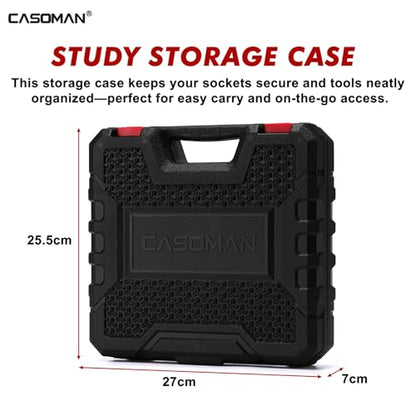 CASOMAN 14PCS 1/2" Drive Deep Impact Socket Set, Metric, 6-Point, CR-MO, 10mm to 32mm, for Auto Repair, Mechanic, with Portable Case, Easy-to-Read Size Markings, Rugged Construction - size: 10mm to 32mm