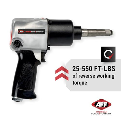 AFF 1/2" Square Drive Air Impact Wrench with 2" Extended Anvil, 7,000 RPM, 7" OAL, 7665