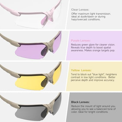 xaegistac Shooting Glasses with Case-Safety Glasses Anti Fog | Z87.1 Certificated Impact Resistance Safety Glasses for Hunting Shooting Sports - color: Multicolor