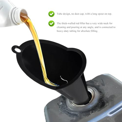 2 PCS Oil Funnel, Multi-Purpose Plastic Long Neck Oil Funnel, Automotive Use Funnels for Filling Oils Lubricants Water Diesel, Kitchen Funnels for Filling Bottles Jars (Transparent，L) - color: Transparent，L, 2PCS