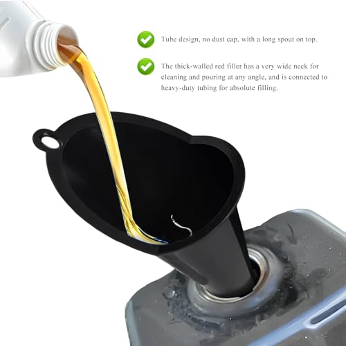 2 PCS Oil Funnel, Multi-Purpose Plastic Long Neck Oil Funnel, Automotive Use Funnels for Filling Oils Lubricants Water Diesel, Kitchen Funnels for Filling Bottles Jars (Black) - color: Black, 2 PCS