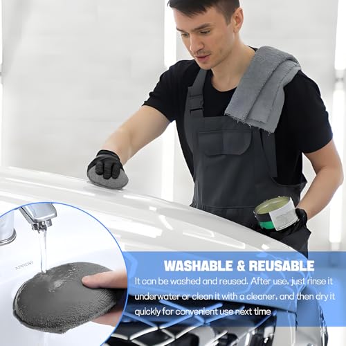 Hovom 6PCS Microfiber Wax Applicator, 5" Round Applicator Pads, Soft Automotive Waxing Foam Pads, Buffing Pads for Car Cleaning, Polishing and Detailing, Reusable Car Wash Sponge (Dark Gray) - color: Dark Gray