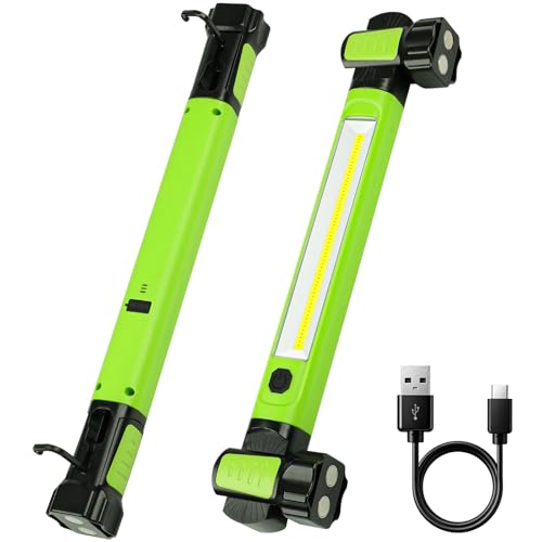 LED Rechargeable Magnetic Work Light, 3000LM Bright, 6000mAh Under Hook Work Light for Car Repair, Inspection, Garage, Workshop, Emergency Cordless Battery Powered Mechanical Light (Green 1Pack) - color: Green 1Pack