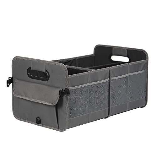 AOKJOY Car Trunk Organizer Car Storage Organizer Collapsible Multi Compartment Car Organizer Adjustable Straps Car Organizer for SUV(Gray) - color: gray
