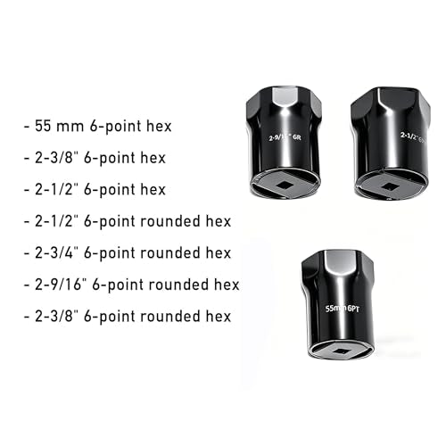 7 Piece Axle Nut Socket Set, Wheel Bearing Removal Tool, Wheel Lock Bearing Locknut Removal and Installation Tool, 6-Point Axle Nut Socket, 1/2 Inch Drive SAE