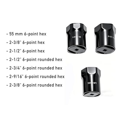 7 Piece Axle Nut Socket Set, Wheel Bearing Removal Tool, Wheel Lock Bearing Locknut Removal and Installation Tool, 6-Point Axle Nut Socket, 1/2 Inch Drive SAE