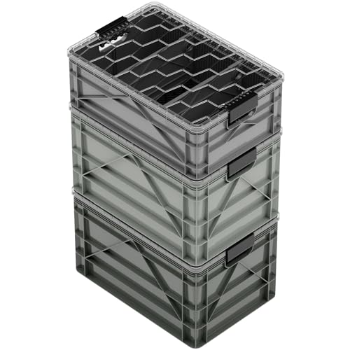 SIDIO Pro Pack, HD Stackable Storage Bins, Stealth Variety Pack | Includes 2 full-size & 1 half-size crates, lids & dividers, durable organizer for home, garage & outdoor use, USA made - color: Stealth Variety Pack