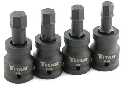 Titan 44101 3/4" Drive Torsion Core SAE Impact Jumbo Hex Bit Socket Set (4 Piece) - size: 3/4-Inch Drive SAE Jumbo Hex Impact