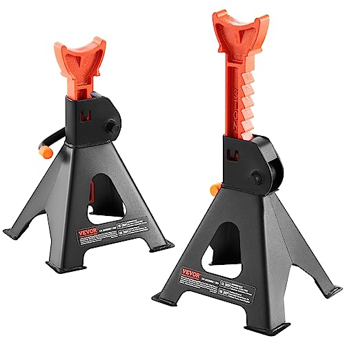 VEVOR Jack Stands, 3 Ton (6,000 lbs) Capacity Car Jack Stands, 10.8-16.3 inch Adjustable Height, for lifting SUV, Pickup Truck, Car and UTV/ATV, Red, 1 Pair | 10.8-16.3 inch Adjustable Height, for Lifting SUV, Pickup Truck, Car and UTV/ATV, Red - style: 3